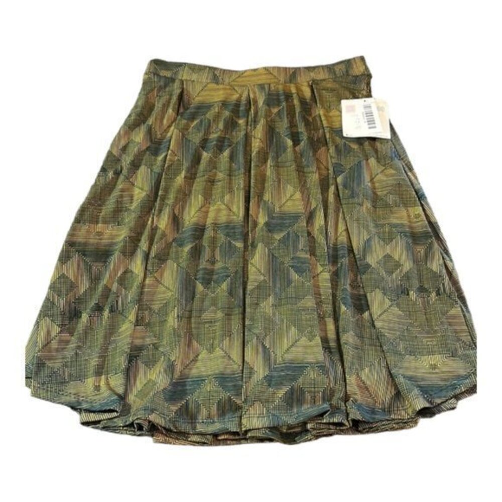 LuLaRoe Madison Pocket Skirt Dark Yellow Green Blue Pattern NWT Size Med #4336